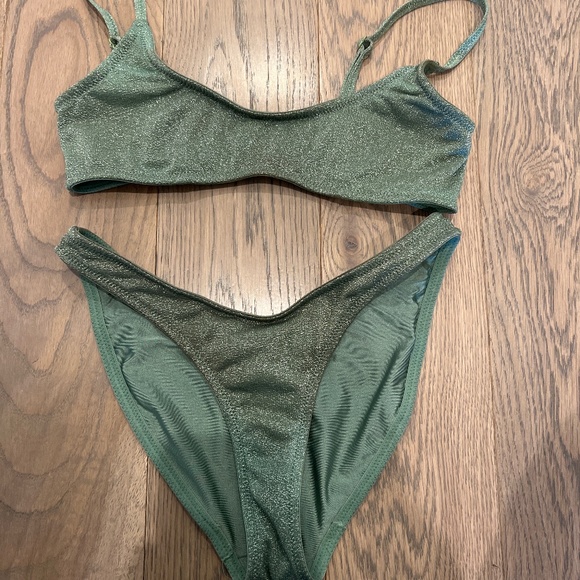 triangl swimwear Other - TRIANGL green sparkle bikini top and bottom!